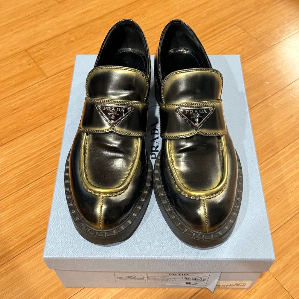 Prada ombré leather loafers